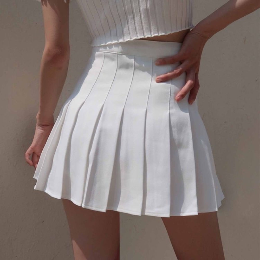 Womens Girl High Waisted Pleated Tennis Skirt School  with Lining Shorts